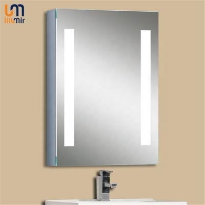 China Modern Luxury Custom Wall Mount LED Backlit Illuminated Bathroom Medicine Mirror Vanity Mirrored Cabinet for sale