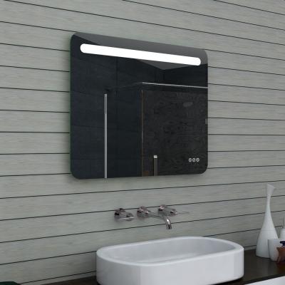 China Bestseller Hanging Smart Magnifying Silver Glass Illuminated LED Backlit Bathroom Mirror With Time Display for sale