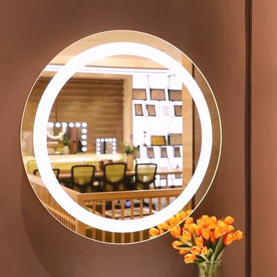 China Wholesale Manufacturer Round Modern Luxury LED Fog Light Backlit Barber Shop Illuminated Lighted Bathroom Makeup Mirror for sale