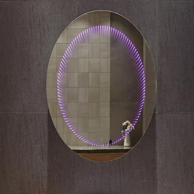 China Wall Mounted Single Oval Illuminated Color LED Infinity Mirror for sale