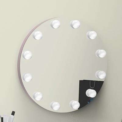 China Illuminated Round Shaped Wall Mounted Makeup Hollywood Mirror for sale