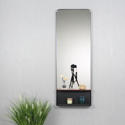 China Design Metal Round Corner Integral Wall Mirror With Shelf Cardboard Box Wall Mounted Black Bathroom Rectangle Outdoor All-weather for sale