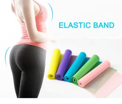 China Body Fitness Aid Yoga Latex Band Elastic Bands Thera Flat Band Roll Up 1.5m Yoga Pilates Stretch Resistance Rubber Bands for sale