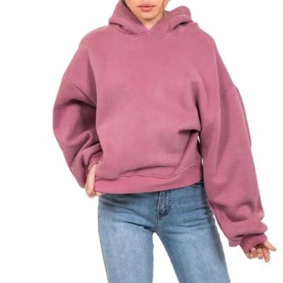 China Heavy Anti-wrinkle Long Sleeve Thick Screen Printing Logo Cotton Puff Oversize Hoodie Custom Made For Women Hoodie for sale