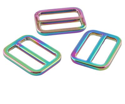 China Belt Factory Accessories Rainbow Metal Strap Slider Tri Glide Buckle Adjustable Strap Slider For Bags for sale