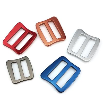 China Nickel Free 6061 Aluminum Adjustable Slide Buckles Custom Color Tri Glide Metal Buckles For Bags Dog Accessories for sale