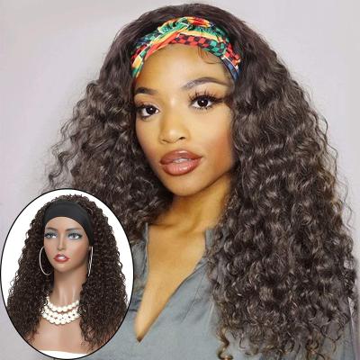 China Ombre Brown Kinky Curly Headband Synthetic Wig For Color Women Glueles Afro Kinky Curly Wigs 18