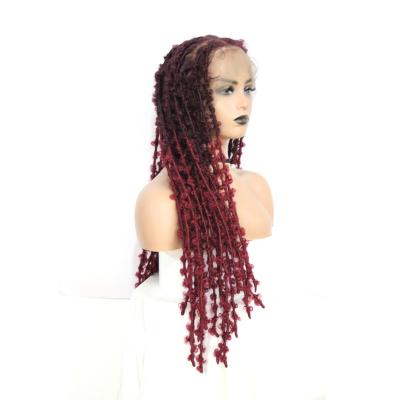 China Synthetic Straight Full Lace Braided Wigs For Women Butterfly Distressed Locs Lace Frontal Crochet Braids Hair Wig for sale