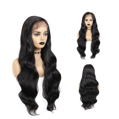 China NATURAL LOOP Synthetic Lace Front Wigs L Part Lace Wig Dark Brown Color Heat Resistant Fiber Long Soft Wavy Hair 99J For Black Women for sale