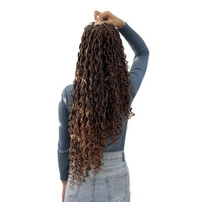 China Synthetic Hair Goddess Faux Locs Crochet Hair River Locs With Curly Hair Pre Looped Long Synthetic Braid Braids Extensions Dreadlock for sale