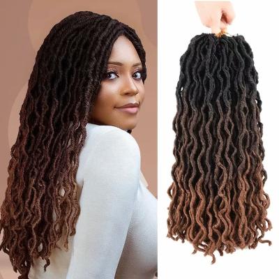 China Synthetic Gypsy Locs Hair Crochet Faux Locs Ombre Locs Wavy Curly Goddess Hair 18inch Braiding Hair Extensions Dreadlocks For Women for sale