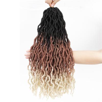 China Synthetic Gypsy Locs Hair Crochet Faux Locs Ombre Locs Wavy Curly Goddess Hair 18inch Braiding Hair Extensions Dreadlocks For Women for sale