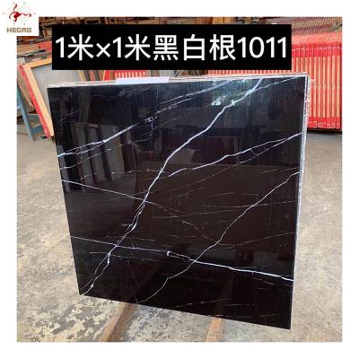 China High Safety 1000X1000mm Size Panel Large LUXURY Black / Brown / Red Marble Tiles Glazed Polished Porcelain Floor Tiles for sale