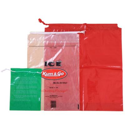 China Disposable Custom Clear LDPE Cotton Drawstring Plastic Ice Cube Bag for sale