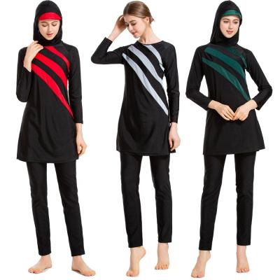 China 3 Piece Modest Islamic Muslim UV Protection Women Quick Dry Amazon Swimming Burkini Beach Wear Tankini Swimsuit Swimwear With Hijab for sale