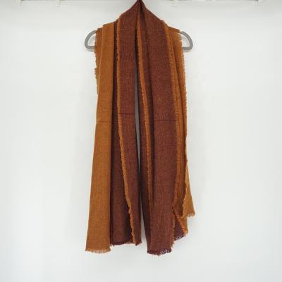 China Classic Yaks Camel Color Block Texture Luxury Woven Yaks Wool Winter Shawl Scarf for sale