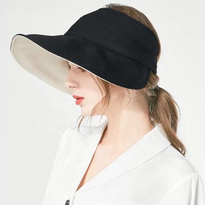 China Sun Hat Simplicity Hats For Women UPF 50+ Sun Beach Sun Visor UV Protective Convertible Hat With Elastic Band for sale