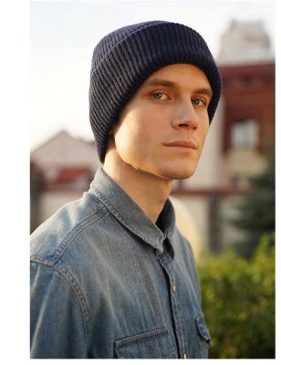 China 2022 Classic Style Autumn Winter Warm Men Solid Color Lambskin Basic Single Ribbed Premium Wool Knitted Hat Skullcap From Amazon Supplier COMMON for sale