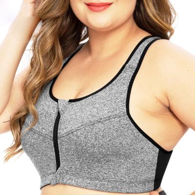 China Breathable Plus Size Women Top Zipper Sports Bra Underwear Shockproof Lift Up Sports Gym Fitness Yoga BH Sports Bra Top 5XL for sale