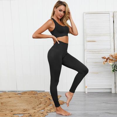 China Women's Sportswear Yoga Set Breathable Workout Clothes Gym Sports Wear Legging Fitness Seamless Bra Crop Top Long Sleeve Yoga Suit for sale