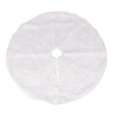 China Christmas Decoration and Candy Box White Christmas Tree Skirt Plush Faux Fur Lines Christmas Floor Mat Ornaments Merry Christmas New Year Christmas Tree Decoration for sale