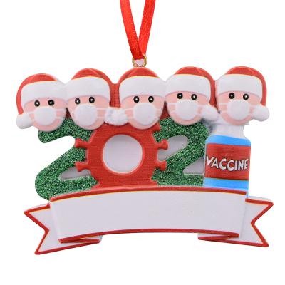 China Christmas Decoration 2021 Quarantine Christmas Party Decoration Gift Santa Claus With Mask Personalized Xmas Tree Best Wishes Ornament All Series for sale