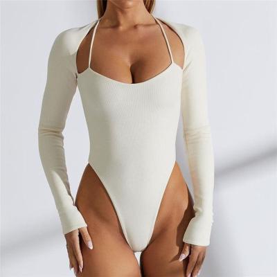 China New Suspenders Sexy Naked Women QUICK DRY Rompers Long Sleeve Solid Color Overalls Summer One Piece Jumpsuit for sale