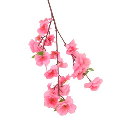 China Wedding Hotsale Amazon Peach Blossom Flower Small Three Branches To Wedding Artificial Silk Flower Wall Panel Backdrop for sale