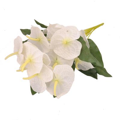 China Fabric / 18 Heads Plastic Handmade Artificial Anthurium Flowers For Home Decoration for sale