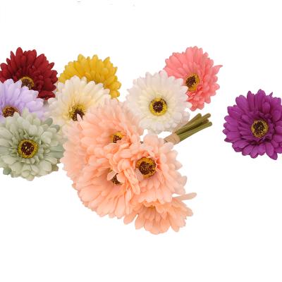 China Fabric/Plastic Bridal Gerbera Francois Chrysanthemum Bouquet Artificial Flower 6 Heads For Wedding Decoration Home Decoration for sale