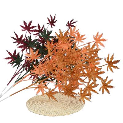 China Wedding Artificial Maple Leaves 5 Branches Maple Leaves for sale