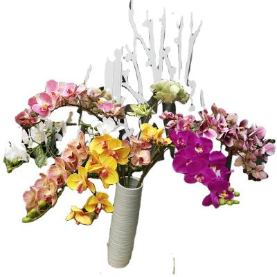 China Cloth/10 Real Touch Printing 3D Heads Orhid Artificial Flower Butterfly Phalaenopsis Orchid Plastic Decorative Flowers For Wedding Decorums for sale