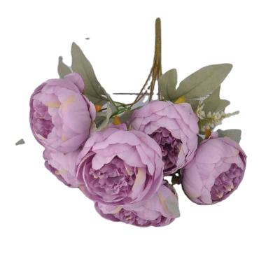 China Wedding 6 Heads Peony Bouquet Artificial Flowers Fake Peony For Home Decoration Wedding Decoration for sale