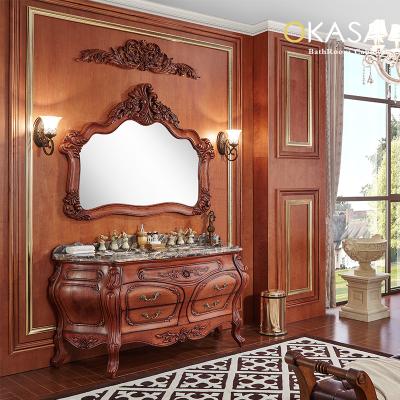 China Environment Friendly Antique Series Solid Wood Floor-standing Style Large Bathroom Vanity for sale