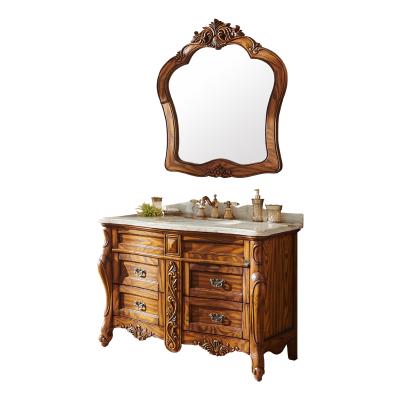 China Environmental Friendly Antique Style Under Sink Bathroom Cabinet With Large Wall Mirror for sale