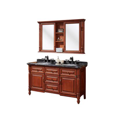 China American Style Floor Mounted Solid Wood Double Sinks Bathroom Vanity Environmentally Friendly for sale