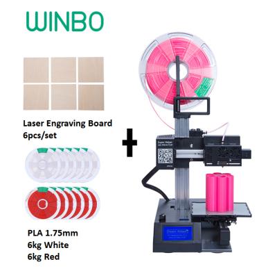 China 3D Printer + Laser Engraving + Laser Cutting Multifunctional Small 3D-Printer with Toolkit, Laser, 12 Kg PLA Filament and 6 Pcs Laser Engraving Board: Winbo SH105L 2 Pack for sale