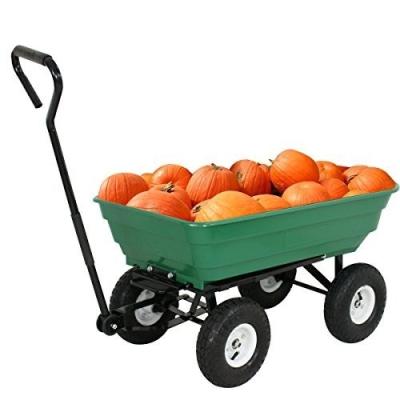 China Foldable Four Wheel Plastic Garden Poly Storage Wagon Dump Cart Wagon Cart for sale