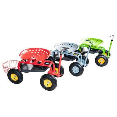 China Easy Movable Garden Rolled Saddles Movable Rolling Garden Rolling Work Seat Trolley Garden Tractor Work Seat for sale