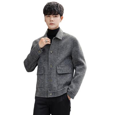 China 2021 Autumn High Quality Handmade Anti-wrinkle and Plaid Spring Stripe Plaid Woolen Coat Blend Men Jacket for sale