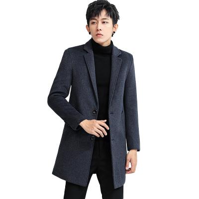 China New Design High Quality Korean Winter Leisure Anti-wrinkle Business Wool Long Black Slim Fit Coat for sale