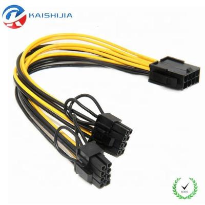 China 20CM Computer CPU 18AWG 8 Pin To Dual 8 Pin PCI Express PCIE 6+2-Pin Y Splitter GPU Graphics Card Power Supply Cable for sale