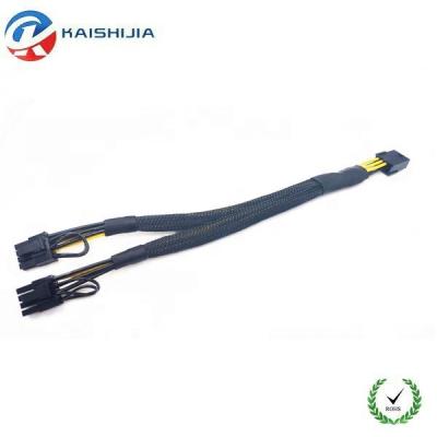 China COMPUTER 16AWG 30cm Black Jacketed CPU EPS 8 Pin Female To Dual 8 (6+2) Pin PCIE GPU Male Splitter Power Cable for sale