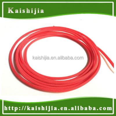 China Matt Red Braided High Temperature High Density PET Expandable PC Cable Sleeving for sale