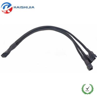 China COMPUTER 4 Pin PWM Fan Splitter Cable 1 To 3 Way PWM Fan Connector Black Sheathed Power Extension Cable for sale