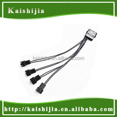 China Computer Power Supply Black 4 Pin Molex To 12V 4 X 3 Pin Fan Adapter Power Supply Cable for sale