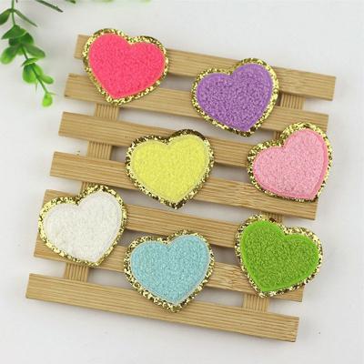 China Wholesale Diy Towel Embroidery Alphabet Initial Glitter Uni Letter Patches Iron On Colorful Chenille Iron Letters Patch for sale