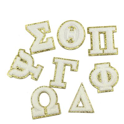 China Viable DIY Letters Patch Factory Sales Custom Chenille Greek Letters Directly Embroidery Patches Chenille Patches for sale