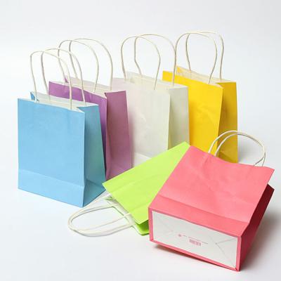 China Handled IN STOCK Craft Gifts Business Recycled Kraft Paper Wedding Gift Bags Shopping Packaging Kraft Paper Shopping Bags for sale