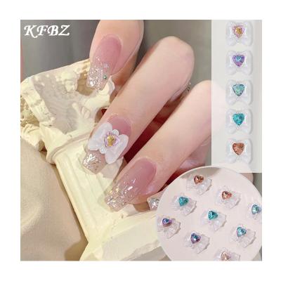 China Wholesale Nail Art Aurora Love Pearl Bowknot Zircon Set Auger Beauty Girl Ice Bow Tie Jewelry Art Decoration 2022 KFBZ New for sale